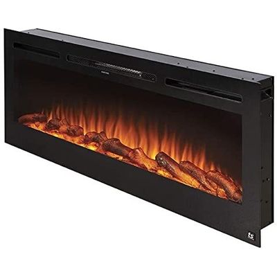 1500w Adjustable Thermostat Indoor Electric Fireplace with Modern Decor LED Fire Flame