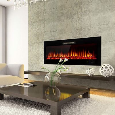 Household Decorative 3D Electric Fireplace with 9 Flame Colors and Metal Tempered Glass