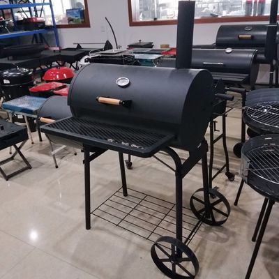 Stainless Steel Double Barrel Smoker BBQ Grill with Big Body and Large Cooking Area