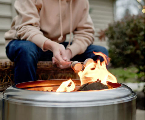 Stainless Steel Fire Pit Portable Wood Burning Stove Smokeless Tabletop Firepit H 50CM*Dia 50CM