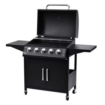 Gas Grills with Side Burner and Cabinet 33kg Professional 5 Burner Steel Propane BBQ