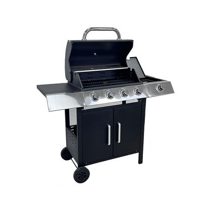 Outdoor Barbeque Gas Grills with Stainless Steel Side Table Custom Black 4 1 Bunners