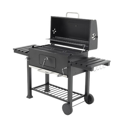 Outdoor Black Iron Steel Trolley Charcoal Grill 167.5*69*108 cm