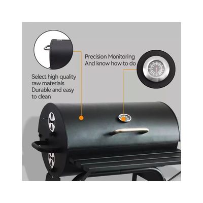 Steel Deluxe Barrel Smoker Charcoal Grill with Powder Coated Finishing