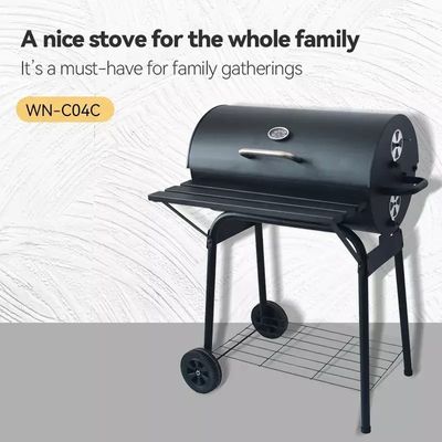 Steel Deluxe Barrel Smoker Charcoal Grill with Powder Coated Finishing